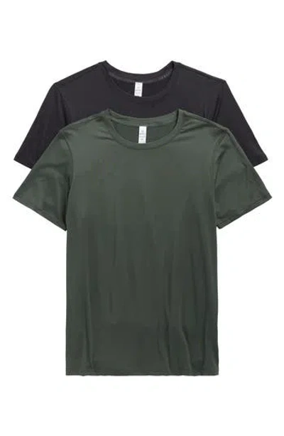 90 Degree By Reflex 2-pack Supersoft Everyday Crewneck T-shirts In Green