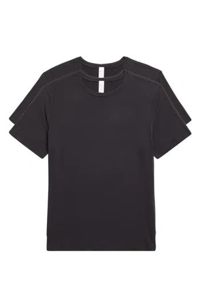 90 Degree By Reflex 2-pack Supersoft Everyday Crewneck T-shirts In Black/black