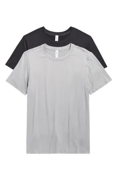 90 Degree By Reflex 2-pack Supersoft Everyday Crewneck T-shirts In Silver