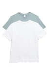 90 Degree By Reflex 2-pack Supersoft Everyday Crewneck T-shirts In Stormy Sea/white