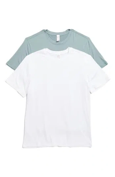 90 Degree By Reflex 2-pack Supersoft Everyday Crewneck T-shirts In Stormy Sea/white