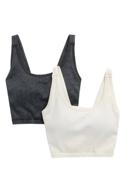 90 Degree By Reflex 2-pack Alamo Stonewash Ribbed Seamless Sports Bras In Multi