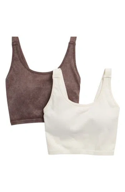90 Degree By Reflex 2-pack Alamo Stonewash Ribbed Seamless Sports Bras In Multi