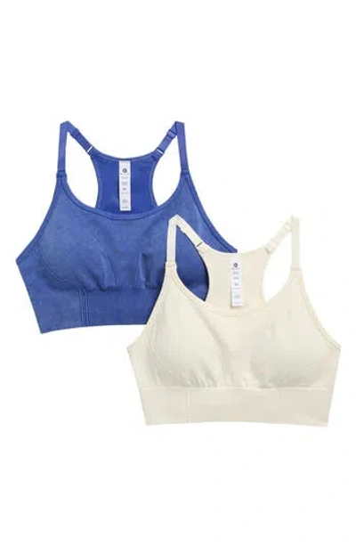 90 Degree By Reflex 2-pack Stonewashed Seamless Sports Bras In Multi