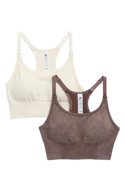 90 Degree By Reflex 2-pack Stonewashed Seamless Sports Bras In Multi