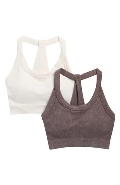 90 Degree By Reflex 2-pack Stonewashed Seamless Sports Bras In Multi