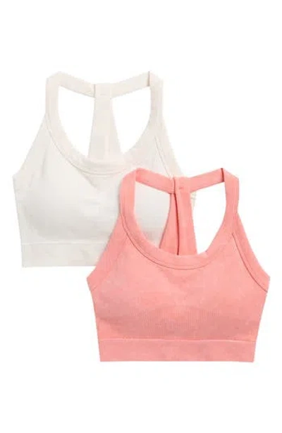 90 Degree By Reflex 2-pack Stonewashed Seamless Sports Bras In Pink