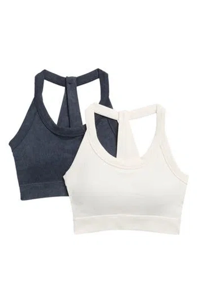 90 Degree By Reflex 2-pack Stonewashed Seamless Sports Bras In White