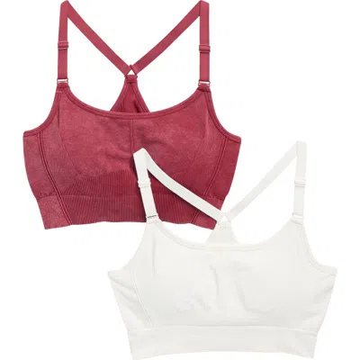 90 Degree By Reflex 2-pack Washed Seamless Sports Bras In Animal Print