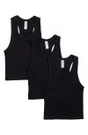 90 Degree By Reflex 3-pack Seamless Crop Tanks In Black / Black / Black