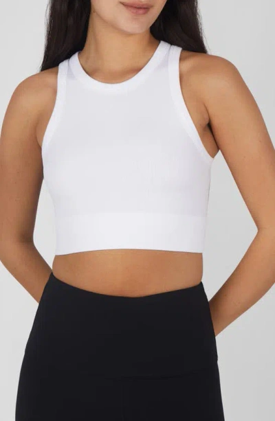 90 Degree By Reflex 3-pack Seamless Ribbed Crop Tank Tops In White/ Htr.grey/ Black