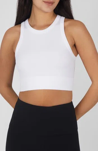 90 Degree By Reflex 3-pack Seamless Ribbed Crop Tank Tops In White/htr.grey/black