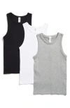 90 Degree By Reflex 3-pack Seamless Tank Tops In Grey/white/black