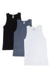 90 Degree By Reflex 3-pack Seamless Tank Tops In Grisaille/white/black