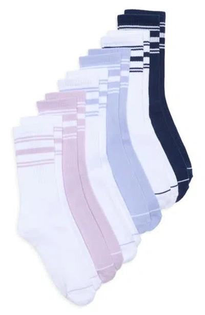 90 Degree By Reflex 6-pack Ribbed Crew Socks In White