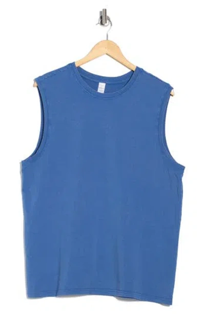 90 Degree By Reflex Acid Wash Cotton Blend Tank In Blue