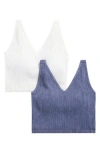 90 Degree By Reflex Alamo Stone Wash 2-pack V-neck Seamless Bralettes