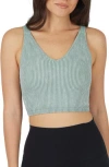 90 Degree By Reflex Alamo Stone Wash 2-pack V-neck Seamless Bralettes In Lily Pad/crystal Gray