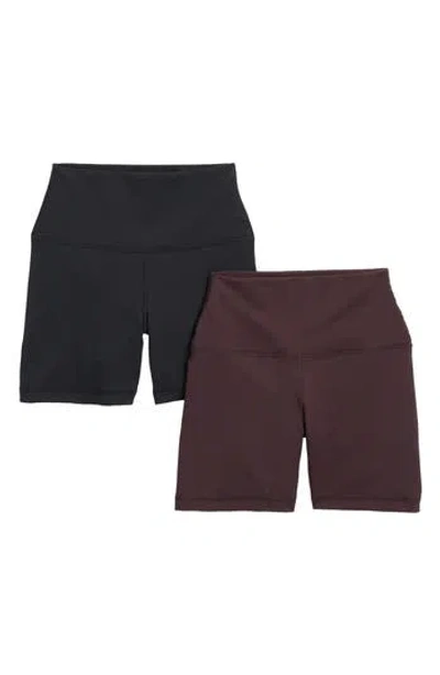 90 Degree By Reflex Assorted 2-pack Bike Shorts In Chocolate Torte/black