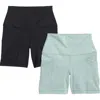 90 Degree By Reflex Assorted 2-pack Wonderlink Tribeca Bike Shorts In Green Milieu/black
