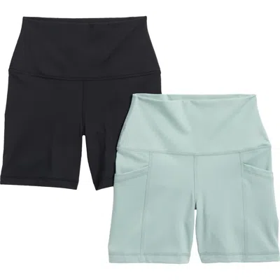 90 Degree By Reflex Assorted 2-pack Wonderlink Tribeca Bike Shorts In Green Milieu/black