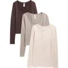 90 Degree By Reflex Assorted 3-pack Leighton Rib Seamless T-shirts In Neutral