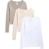 90 Degree By Reflex Assorted 3-pack Leighton Rib Seamless T-shirts In White