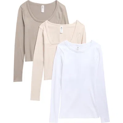 90 Degree By Reflex Assorted 3-pack Leighton Rib Seamless T-shirts In White