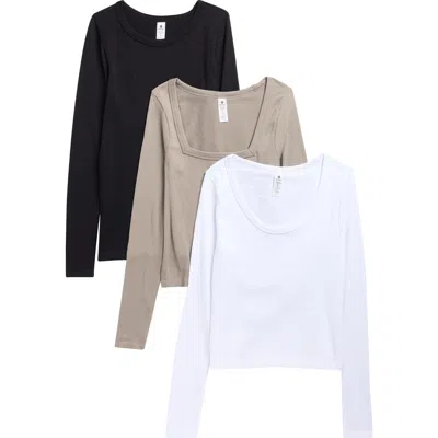 90 Degree By Reflex Assorted 3-pack Leighton Rib Seamless T-shirts In White