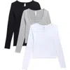 90 Degree By Reflex Assorted 3-pack Leighton Rib Seamless T-shirts In Multi