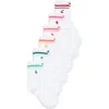 90 Degree By Reflex Assorted 6-pack Color Stripe Half Crew Socks In White