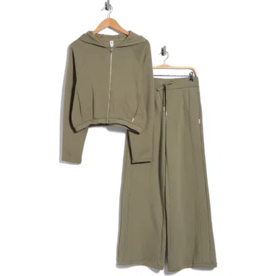 90 Degree By Reflex Bentley Fleece Hoodie & Pants Set In Green