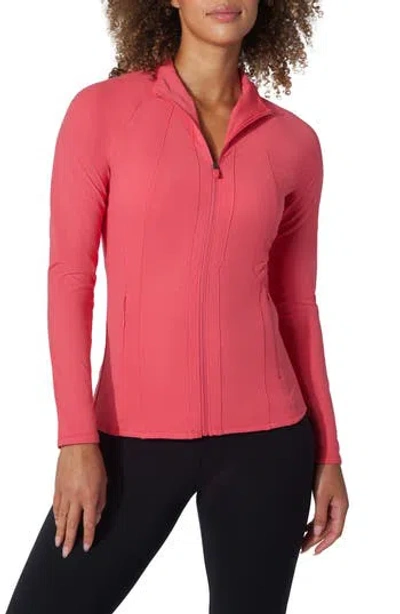 90 Degree By Reflex Brisa Interlock Flared Full Zip Sweatshirt In Red