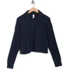 90 Degree By Reflex Brooklyn Rebel Rib Knit Half Zip Sweatshirt In Blue