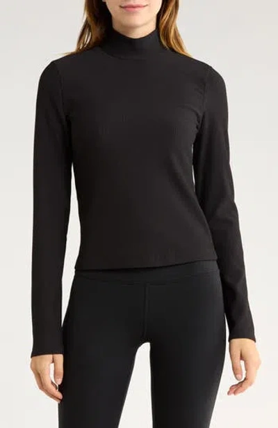 90 Degree By Reflex Chill Tech Rib Venture Mock Neck Top In Black