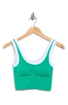 90 Degree By Reflex Contrast Trim Seamless Longline Sports Bra In Green