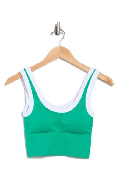 90 Degree By Reflex Contrast Trim Seamless Longline Sports Bra In Green