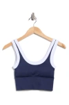90 Degree By Reflex Contrast Trim Seamless Longline Sports Bra In Blue