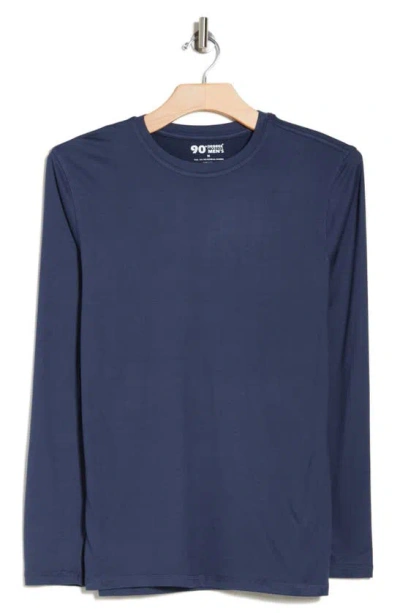 90 Degree By Reflex Crewneck Long Sleeve Active T-shirt In Blue