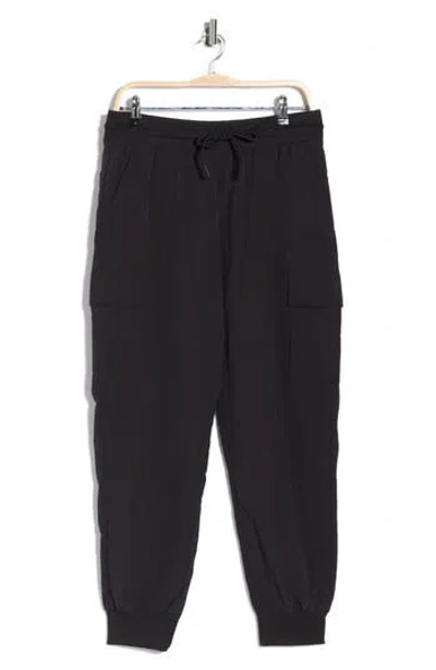 90 Degree By Reflex Crinkle Cargo Creed Joggers In Black