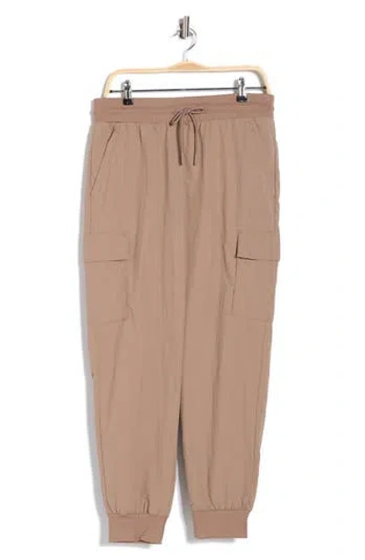 90 Degree By Reflex Crinkle Cargo Creed Joggers In Brown