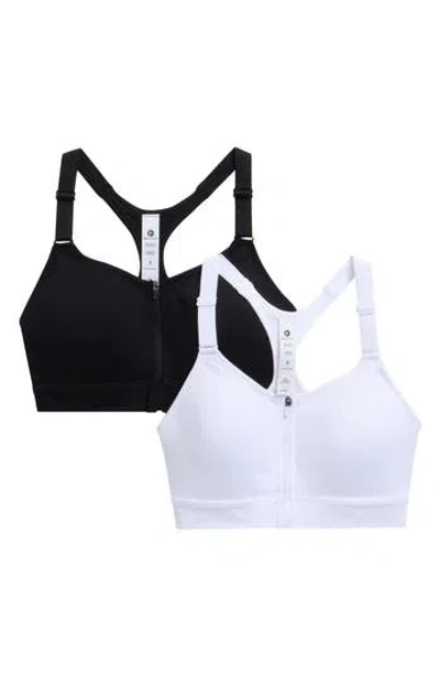 90 Degree By Reflex Darcy Seamless Zip Front Sports Bra In Multi
