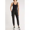 90 Degree By Reflex Emmy Mixed Media Cargo Jumpsuit In Black