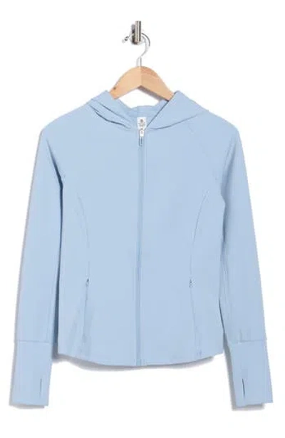 90 Degree By Reflex Felix Lux Ribbed Solara Full Zip Hoodie In Blue