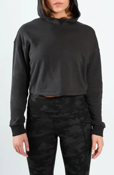 90 Degree By Reflex French Terry Crop Hoodie In Gray