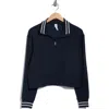 90 Degree By Reflex Georgetown Scuba Crop Half Zip Sweatshirt In Blue