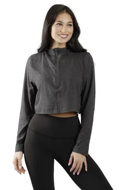 90 Degree By Reflex Half Zip Pullover Hoodie Top In Black