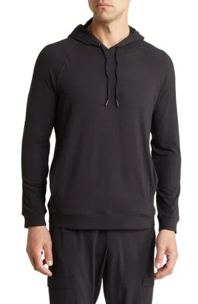 90 Degree By Reflex Heathered Raglan Pullover Hoodie In Black