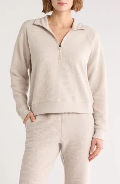 90 Degree By Reflex Horizontal Quilted Textured Pullover In Neutral