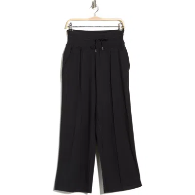 90 Degree By Reflex Interlock High Waist Pintuck Wide Leg Pants In Black